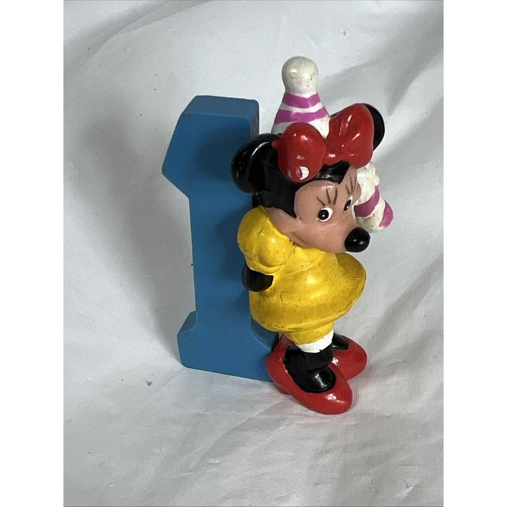 Vintage 1980's Disney Minnie Mouse 1st‎ Birthday No. 1 cake topper PVC Figure 2